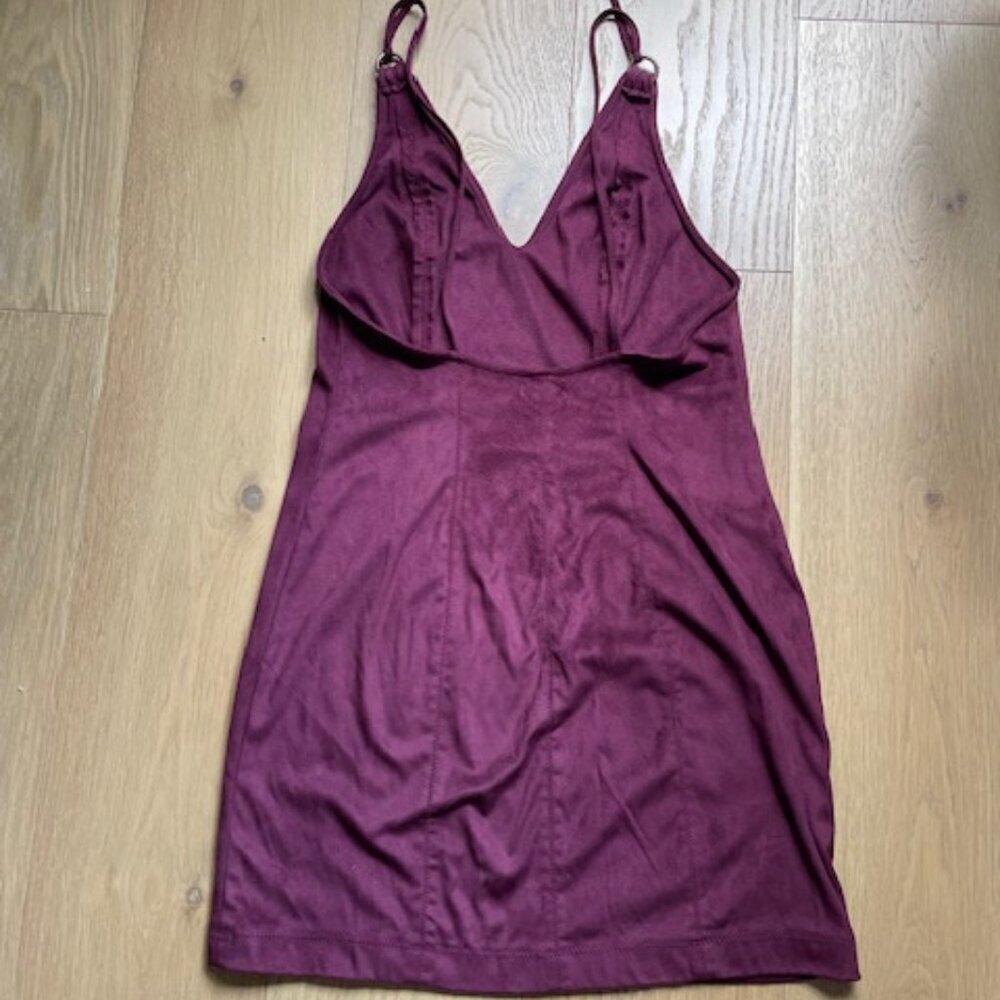 Intimately Free People Running Free Faux Suede Dress in Burgundy Size Small - Picture 2 of 6